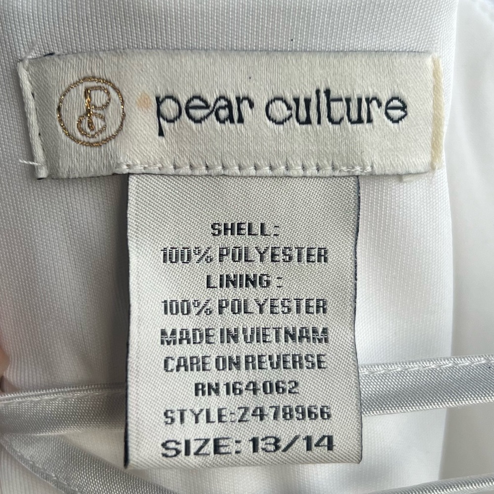 🆕 Pear Culture White Ruffle Women’s Spaghetti Strap Wedding Dress 13/14(S,M) - Picture 11 of 12